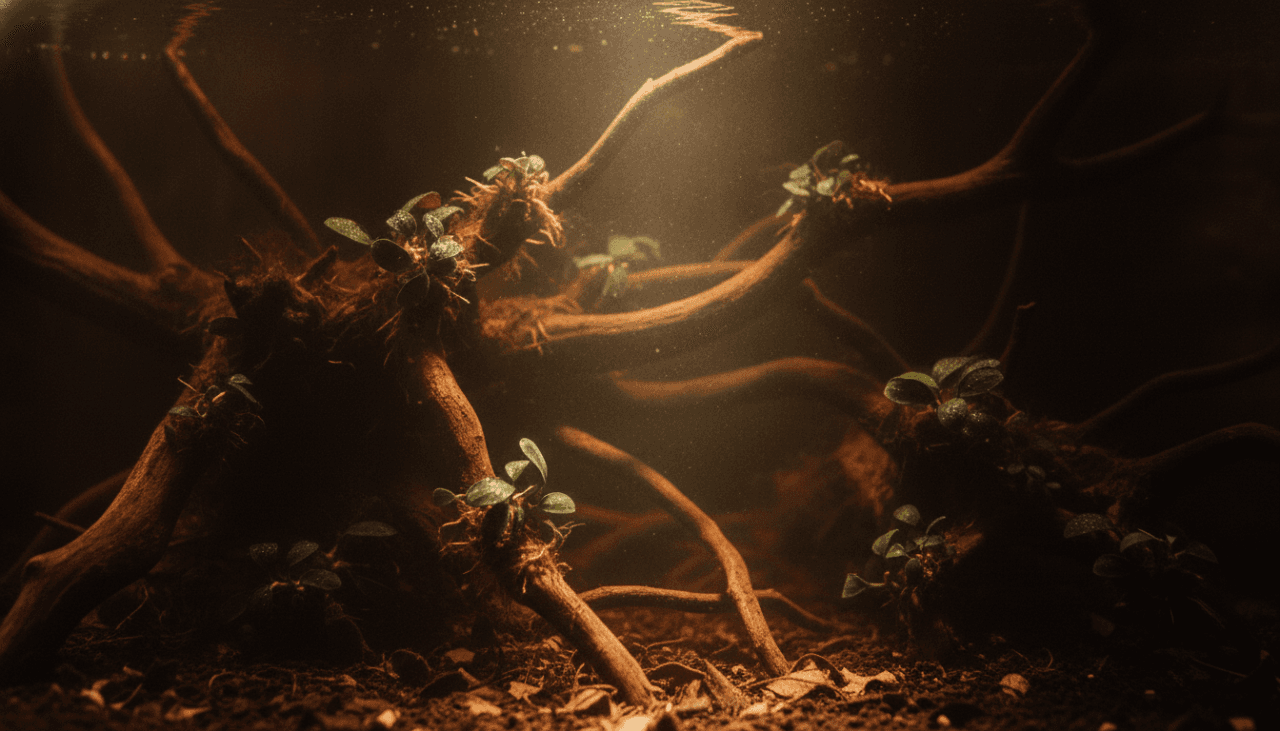 Epiphyte plants on driftwood